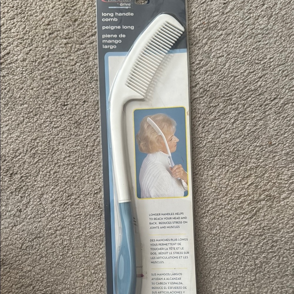 Long Handle Comb - White and Blue